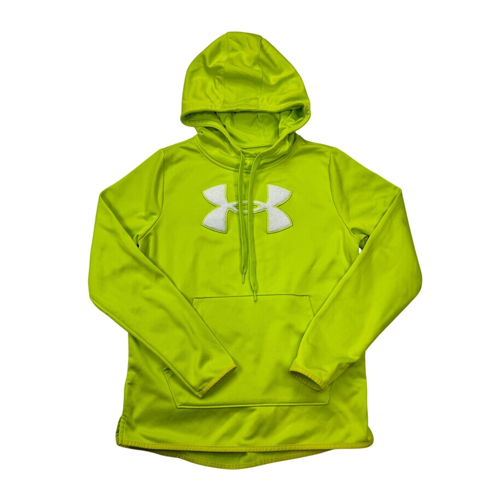 Under Armour Womens Storm Hoodie Lime Green Fleece Pullover Loose Fit Medium